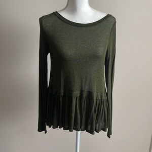 Brand new sheer, green long sleeve top